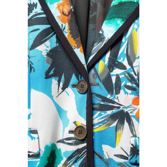 Etro Vintage Blue and Orange Printed Stretchy Blazer - Picture 6 of 9